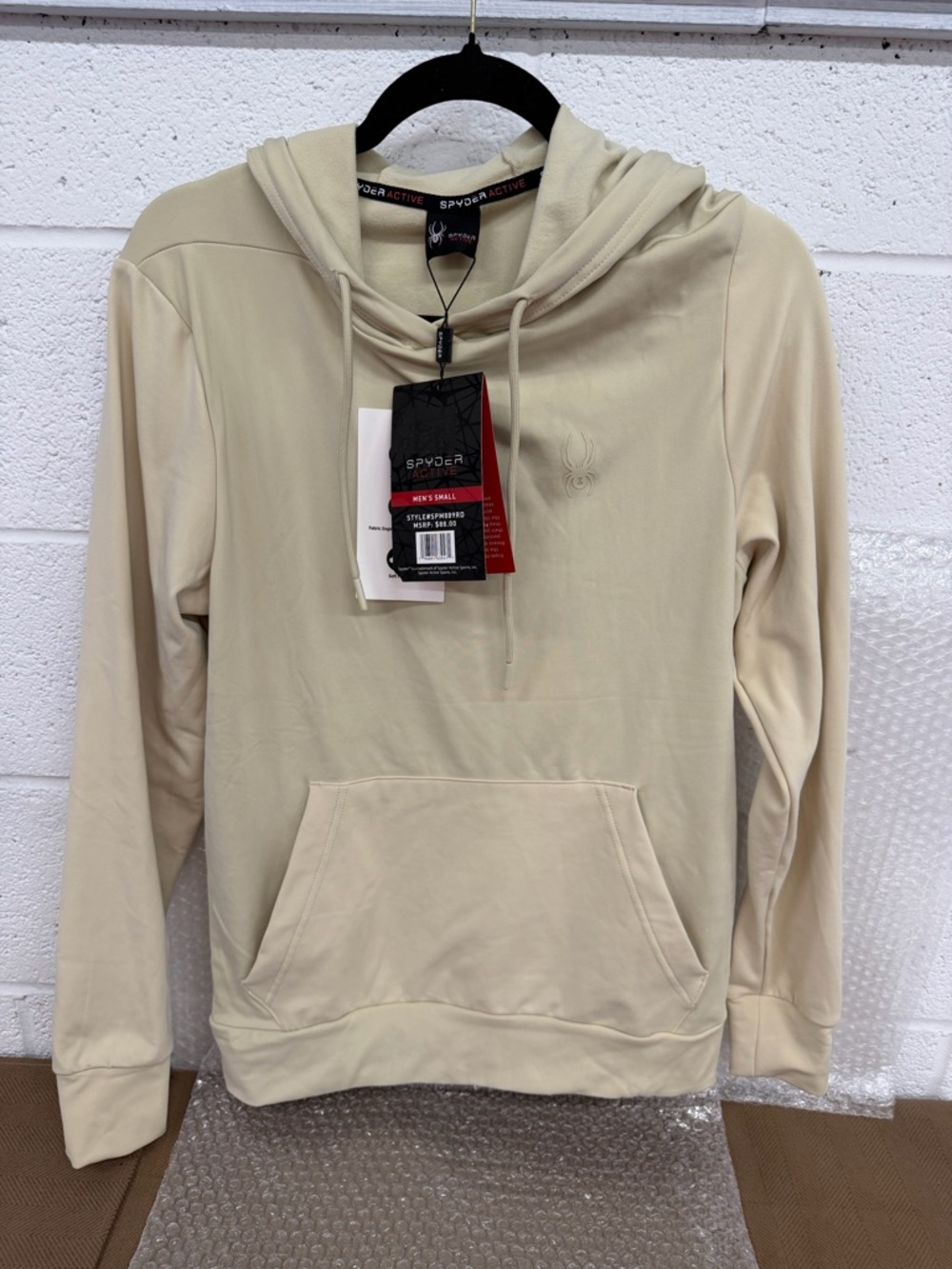 Spyder Lightweight Mens Hooded Pullover in Beige